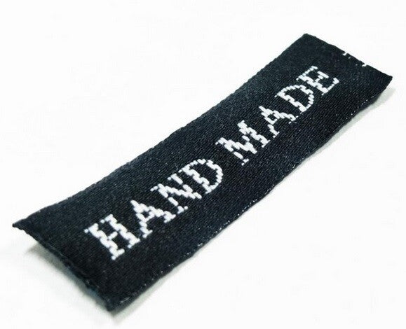 Fabric Labels Hand Made Sew On Garment Clothing Craft DIY Tags Black Gold Brown - Black & White Design 2