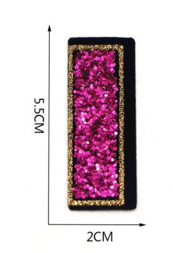 Large Pink Sequins Glitter Letter Patch Iron on Sew on Alphabet Customise 5.5cm - I