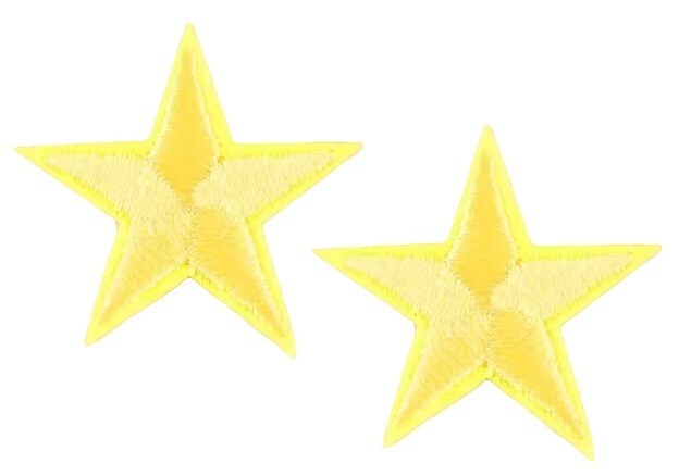 2 Light Yellow Star Patches Iron On Sew On Stars Patch Embroidered Applique