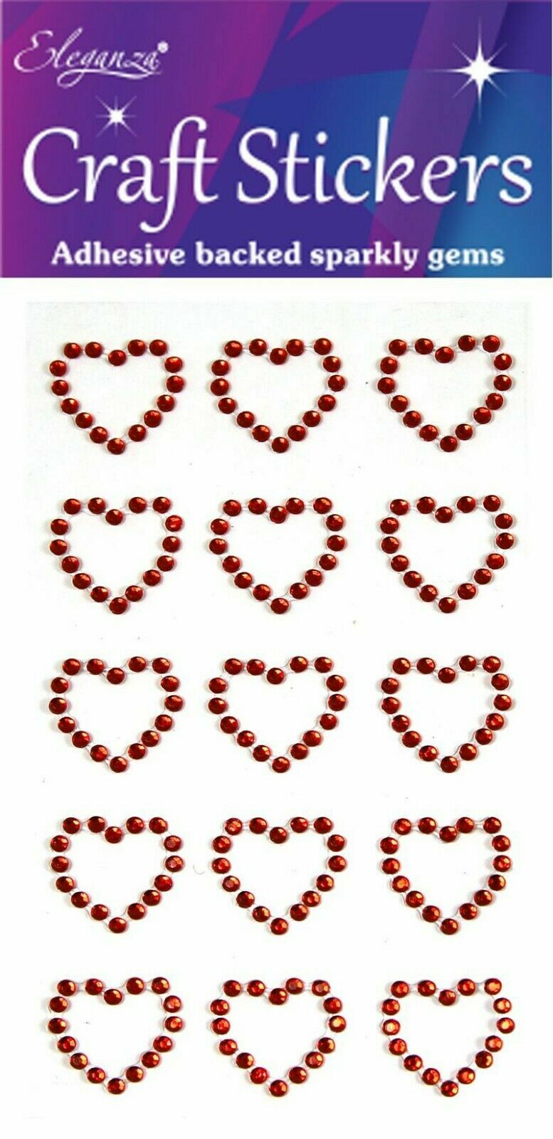 Self Adhesive Diamante Open Hearts Double Heart Stickers Gold Silver Red Blue - Red Outline Hearts