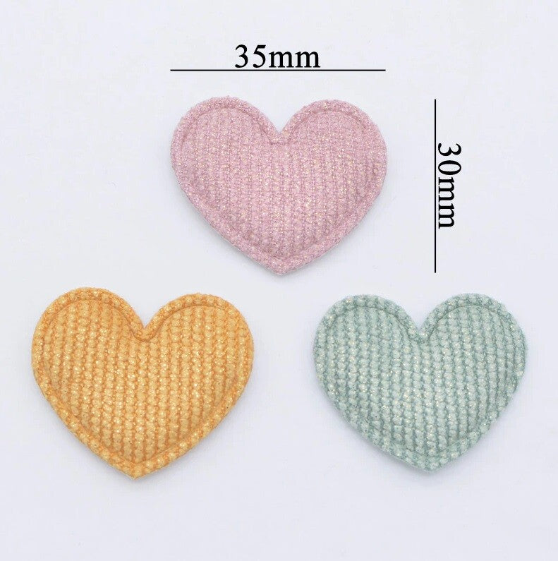Heart Padded Glitter Patch Applique Customise Sew on Patches Customise Clothing