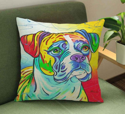 CUSHION COVER DECORATIVE DOG BREEDS ART CANVAS VINTAGE RETRO 43 x 43 CM - 2