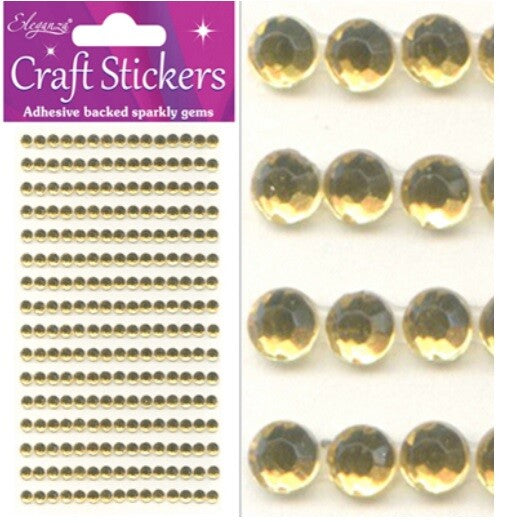3D Stickers Craft Pearl Dots Sparkly Glitter Gem Craft Card Craft Self Adhesive - 4mm Gold (240 gems)