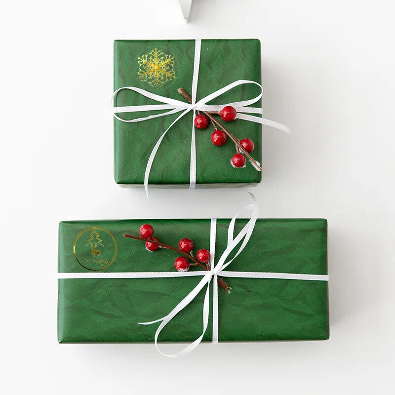Merry Christmas Happy Xmas Gold Transparent Labels Stickers Gift Sticker 3.8cm