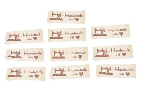 Cream Fabric Labels Hand Made With Love Sew On Garment Cotton Clothing Tags - 7 - Long Sewing Machine