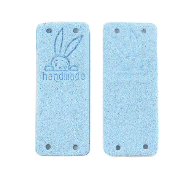 Faux Suede Leather Labels Hand Made Rabbit Bunny Clothing Tag Label Tags 5x2cm - Design 7