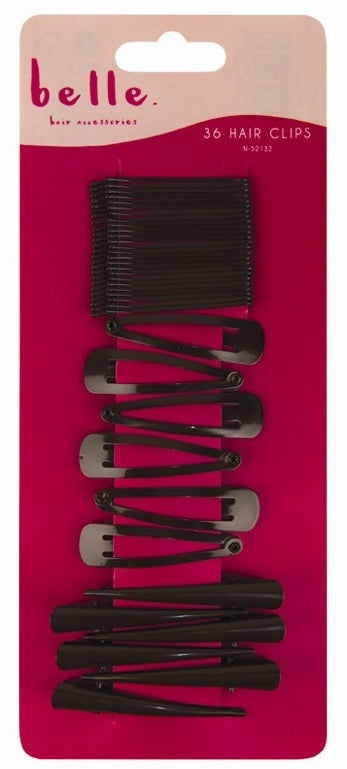 36 Pack of Hair Clips Slides Grips Gold Silver Brown Black Hair Accessories - Brown