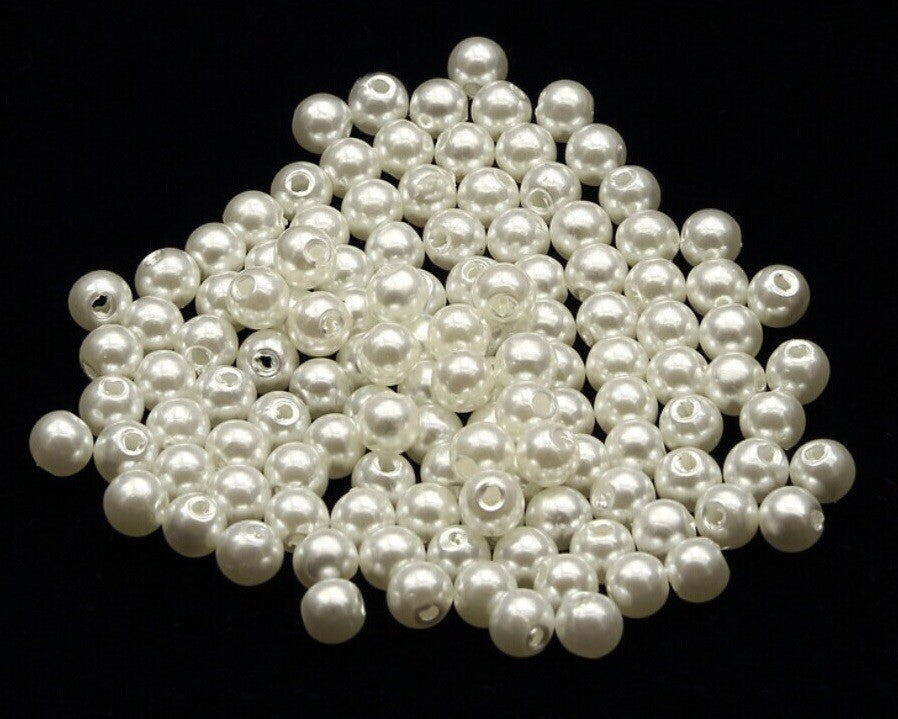 Cream Pearl Beads Craft Jewellery Wedding Prom Bead Dress Embellishments 5mm/6mm