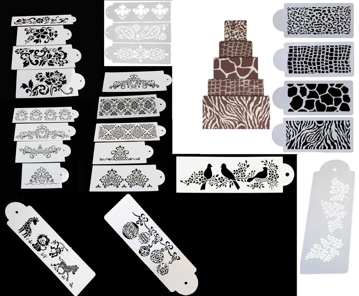Cake Stencil Border Lace Regency Flower Victorian Damask Animal Print Safari
