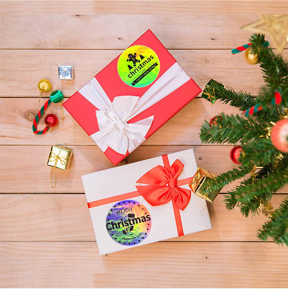 Merry Christmas Xmas Hologram Labels Stickers Gift Craft Sticker 2.5cm