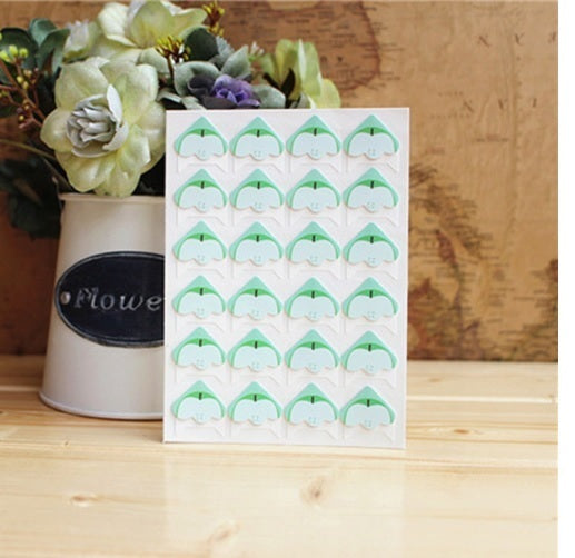 24 Fruit Self Adhesive Photo Album Frame Corner Protector Stickers Scrap Book - Green