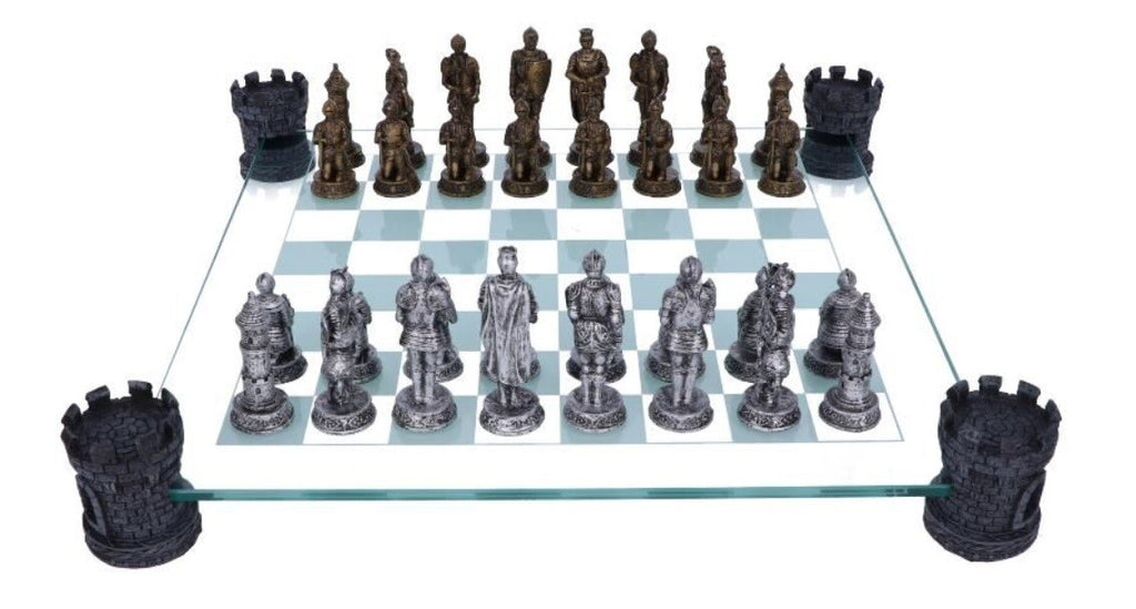 Chess Set Medieval Knight Dragon or Vampire Werewolf Nemesis Now