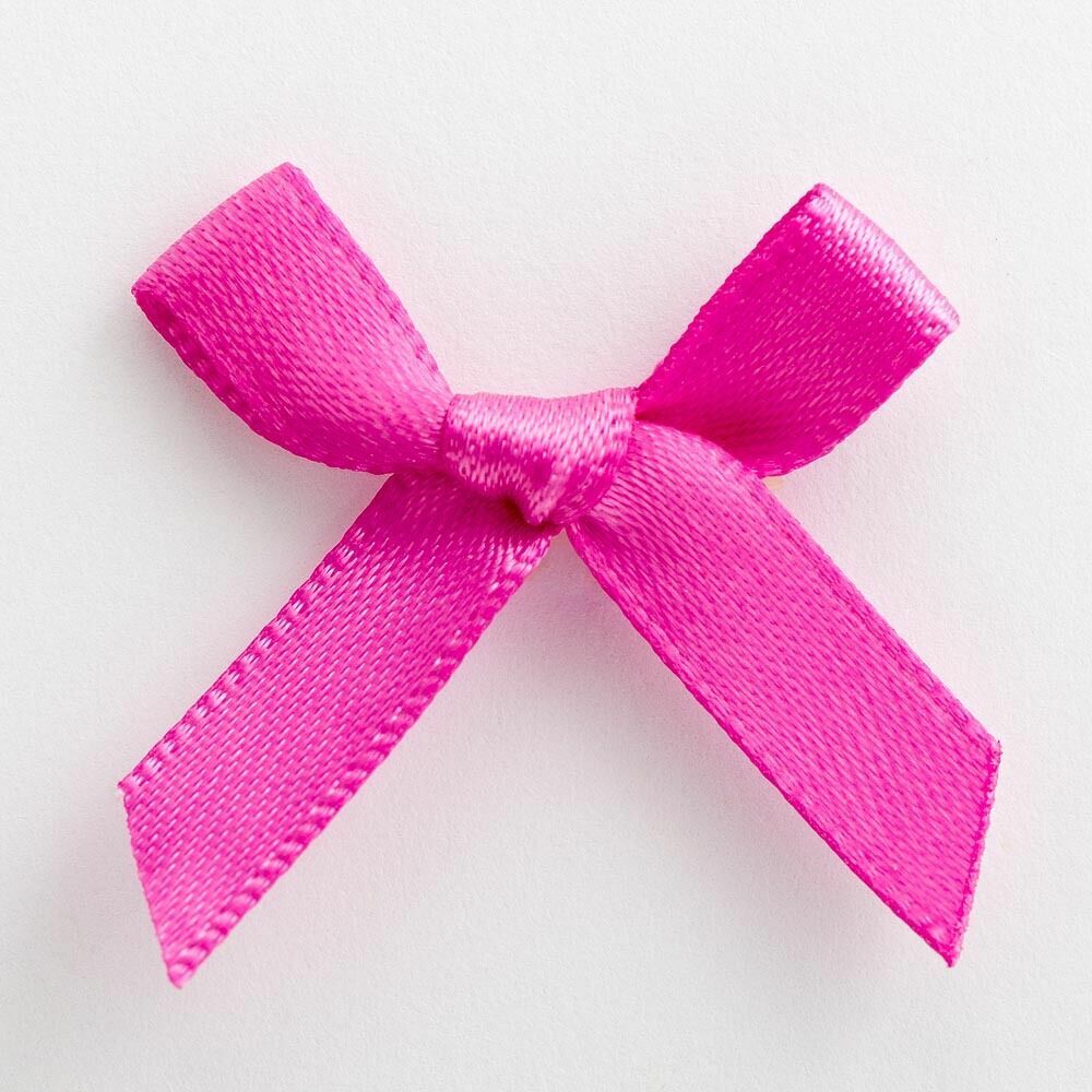 3cm Satin Bows 6mm Bow Pre Tied Ribbon Sewing Crafts Wedding Cards Scrapbook - Clover Pink