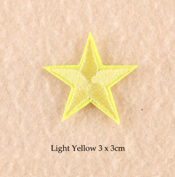 10 x Star Iron On Patch Sew On Star 3cmx3cm Applique Patches - 33 Colours - Light Yellow