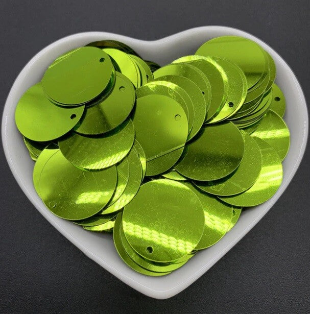 200 x Large Round 20mm Loose Sequin Flat Sewing Trim Costume Craft - 23 COLOURS - Lime Green