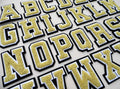 Large 3D Beige Gold Varsity Chenille Patch Letter Patches Iron Sew Alphabet 7cm