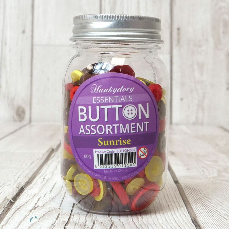 Jar of Buttons Assortment Button Button It! Craft Scrapbook Cardmaking Hunkydory - Sunrise Jar of Buttons - 80g