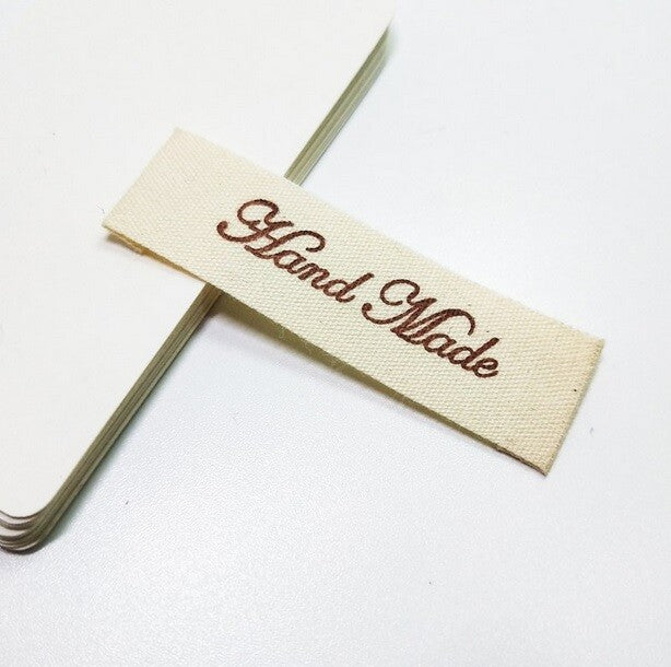 Cream Fabric Labels Hand Made Sew On Garment Clothing Craft DIY Tags 55x15mm #2 - 1