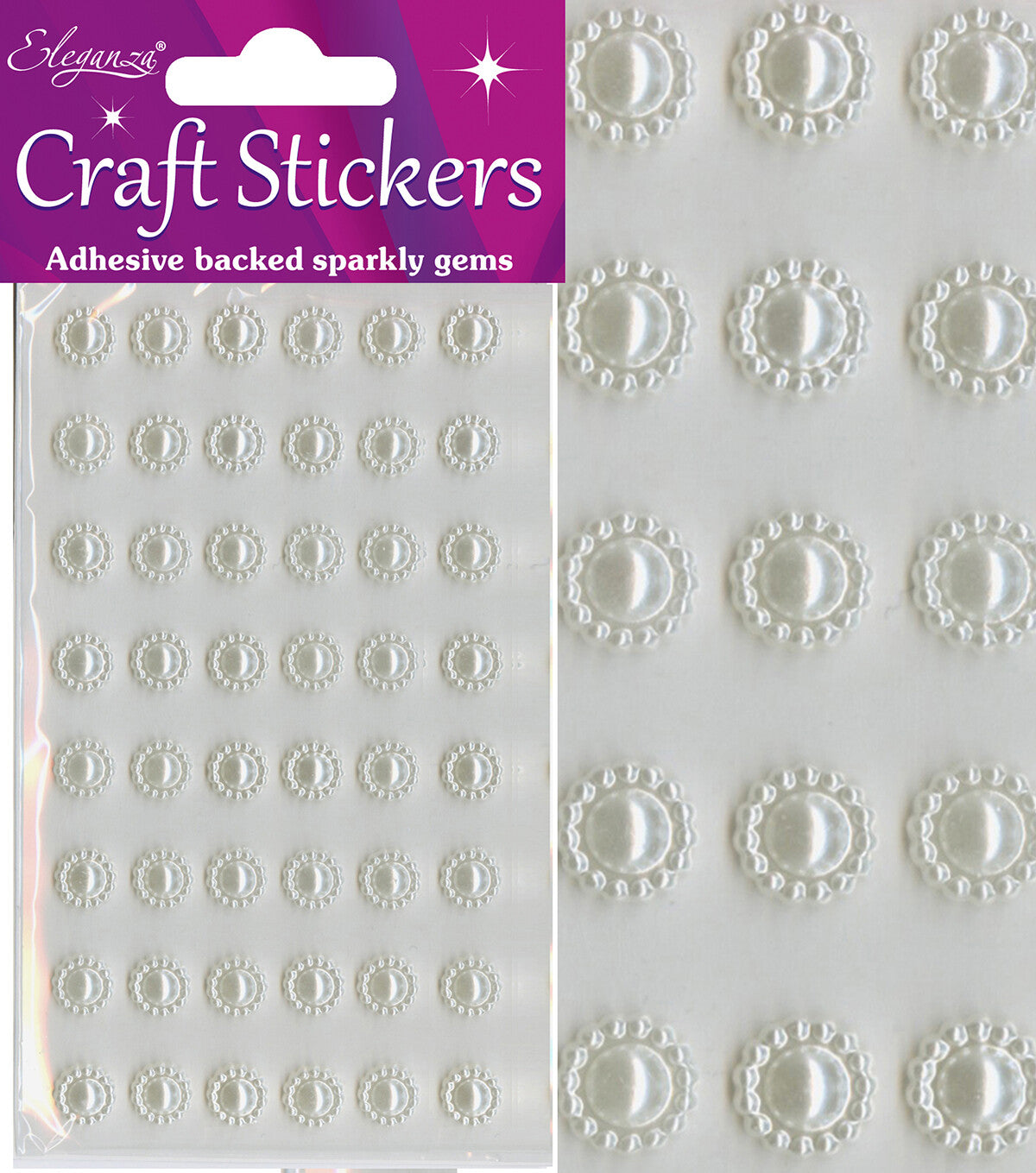 Self Adhesive Stickers Diamante Embellishments Rhinestone Wedding Card Scrapbook - Sun Pearl Ivory 48pcs Per Sheet