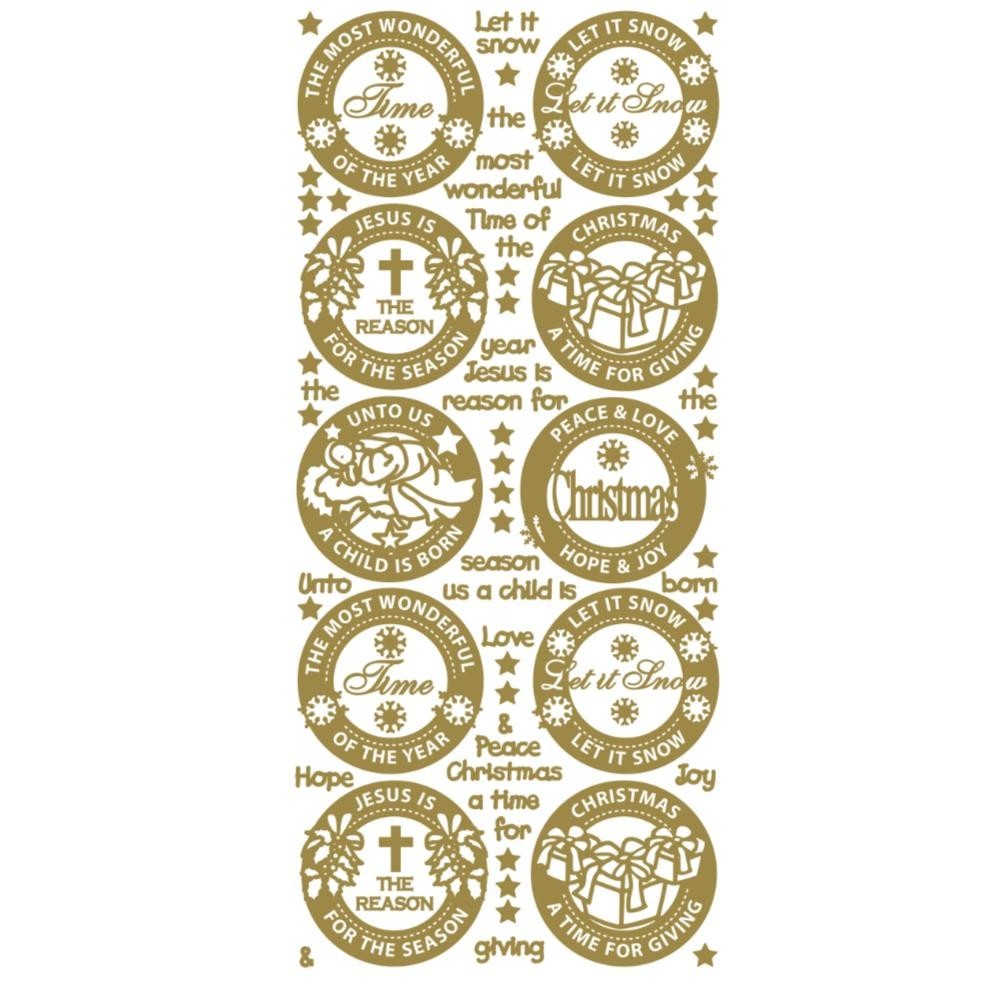 Merry Christmas Happy Christmas Peel Off Sticker Card Making Craft Stickers - Symbols/Phrases Gold (277500)