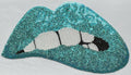 Large Rose Gold Silver Pink Lips Mouth Pop Art Lip Sequin Iron on Sew on Patch - Ab Aqua - Iron On