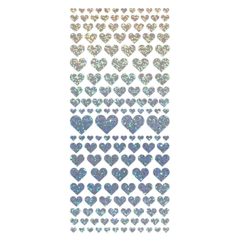 Self Adhesive Love Heart Diamond Sparkle Stickers Peel Off Hearts Stickers - Silver (483571)