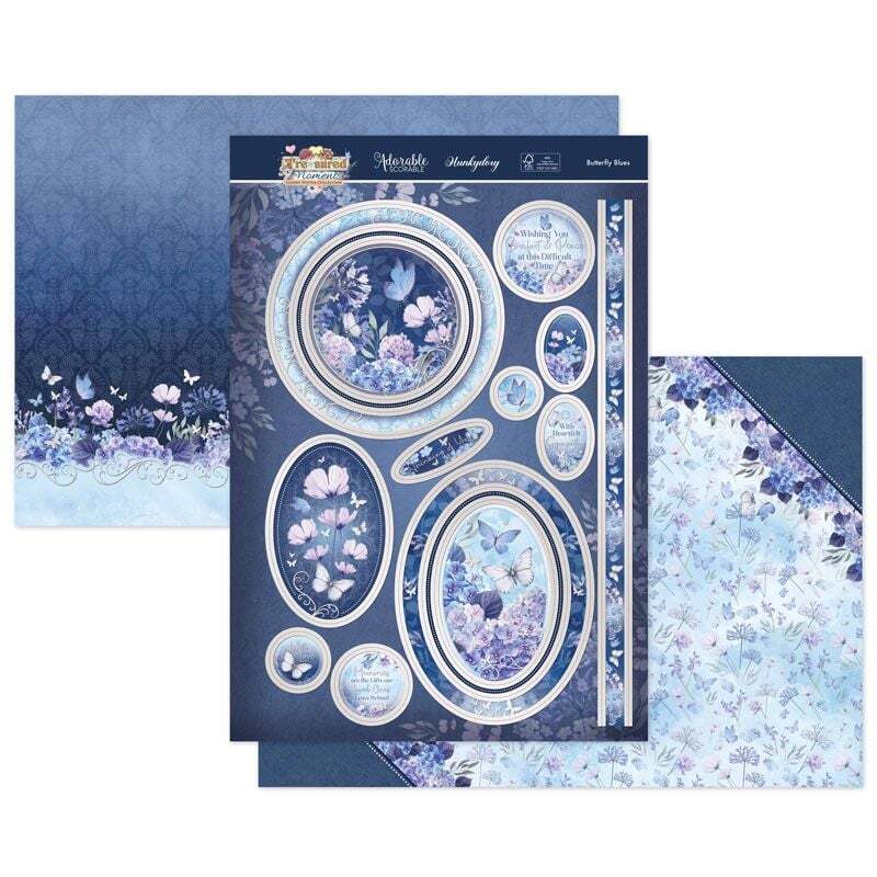 Hunkydory Greeting & Birthday Card Making Kits Luxury Topper Set Pack Toppers - Butterfly Blues