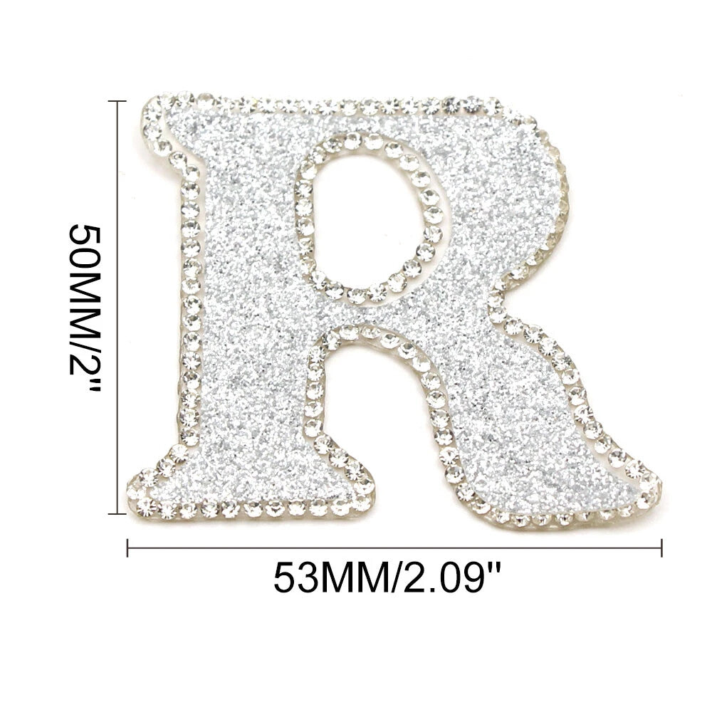 3D Multicoloured Pink Gold Glitter Letter Patch Iron on Alphabet Patches 5cm