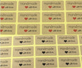 Rectangle Paper Labels 'Hand made with love' Gift Food Kraft Craft Stickers R&B