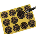 Round Labels 'For You' Black & Gold Handmade Thank You Gift Craft Stickers 3.5cm
