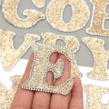 3D Rhinestone Champagne Gold Glitter Letter Patch Iron on Alphabet Patches 5cm