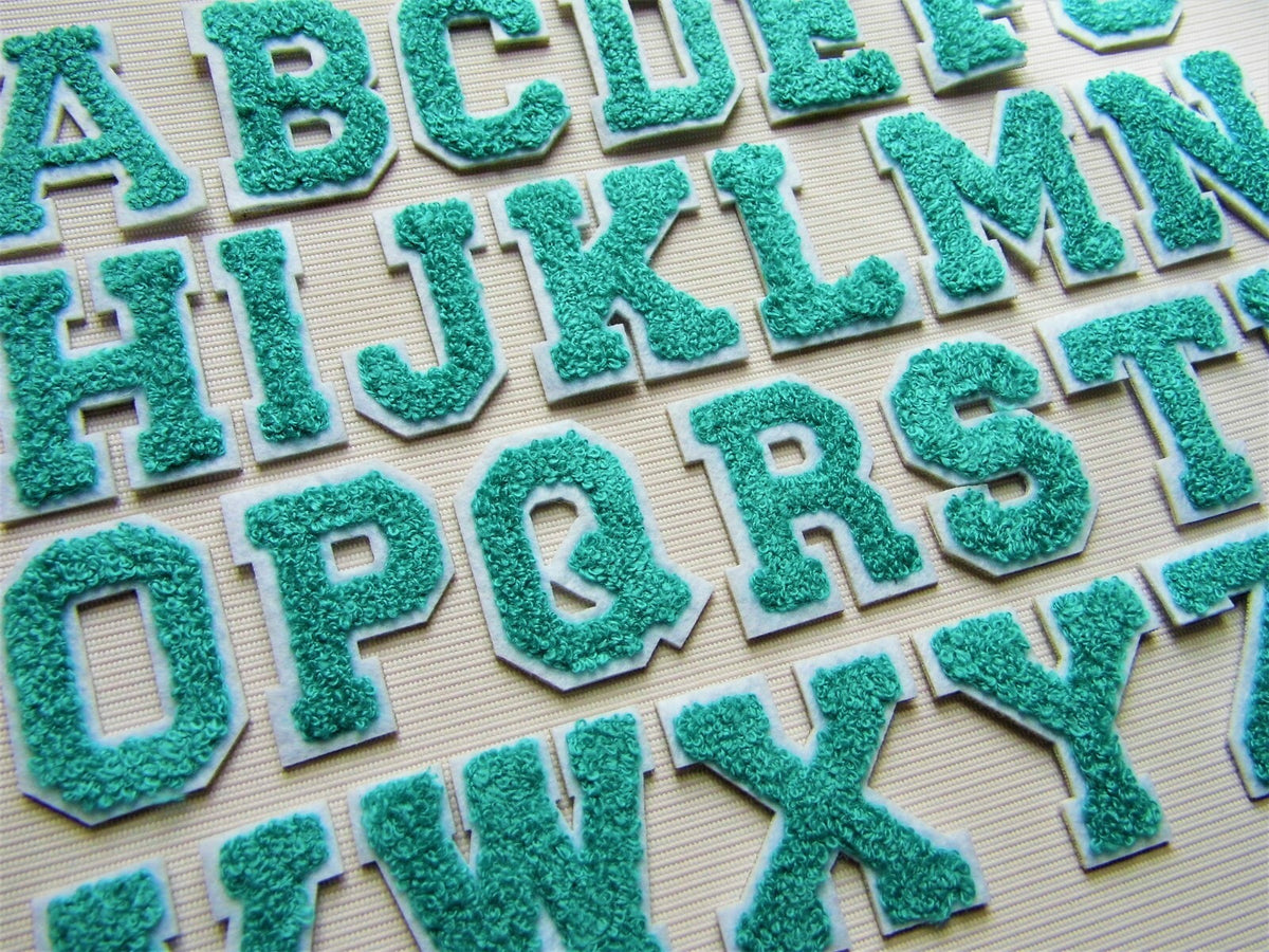 3D Green Varsity Chenille Patch Letter Patches Iron Sew on Alphabet 5cm