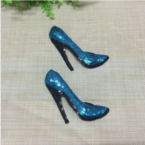 High Heel Shoe Iron or Sew on Patch Sequin Applique Customise Sequins
