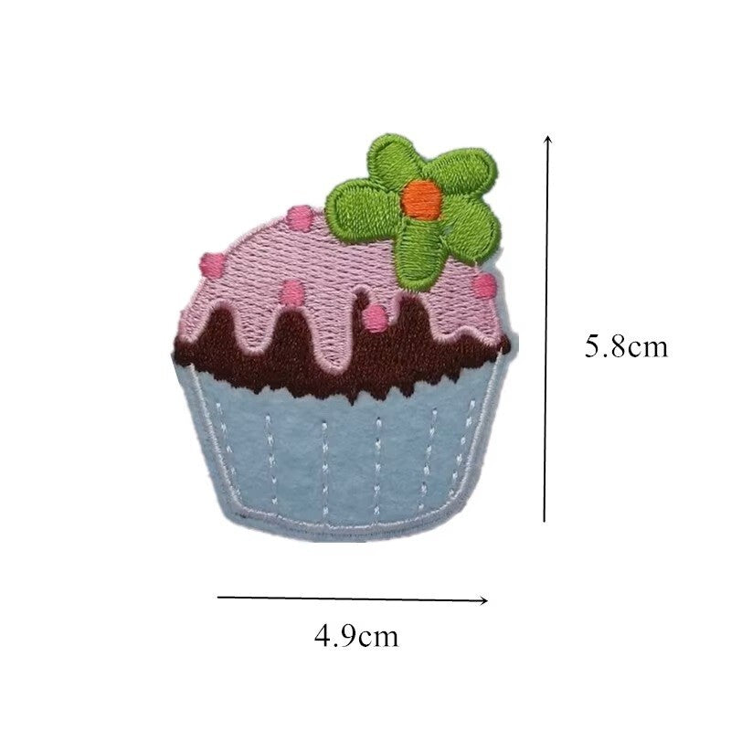 Cupcake Embroidery Patch Cake Patches Iron on / Sew / Glue Embroidered Cakes - 6