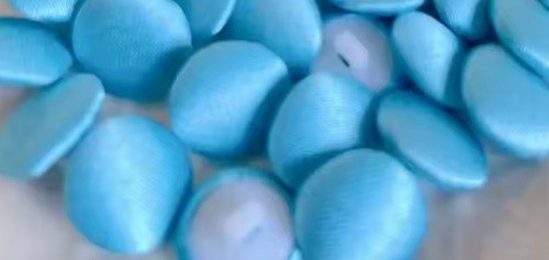 Coloured Buttons Fabric Cloth Covered Button Satin Round Sewing 11mm / 1.1cm - Lake Blue
