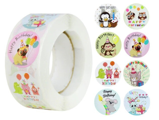 Happy Birthday Stickers Labels Seals Gift Craft Party Card Making Label 25mm - Design 7