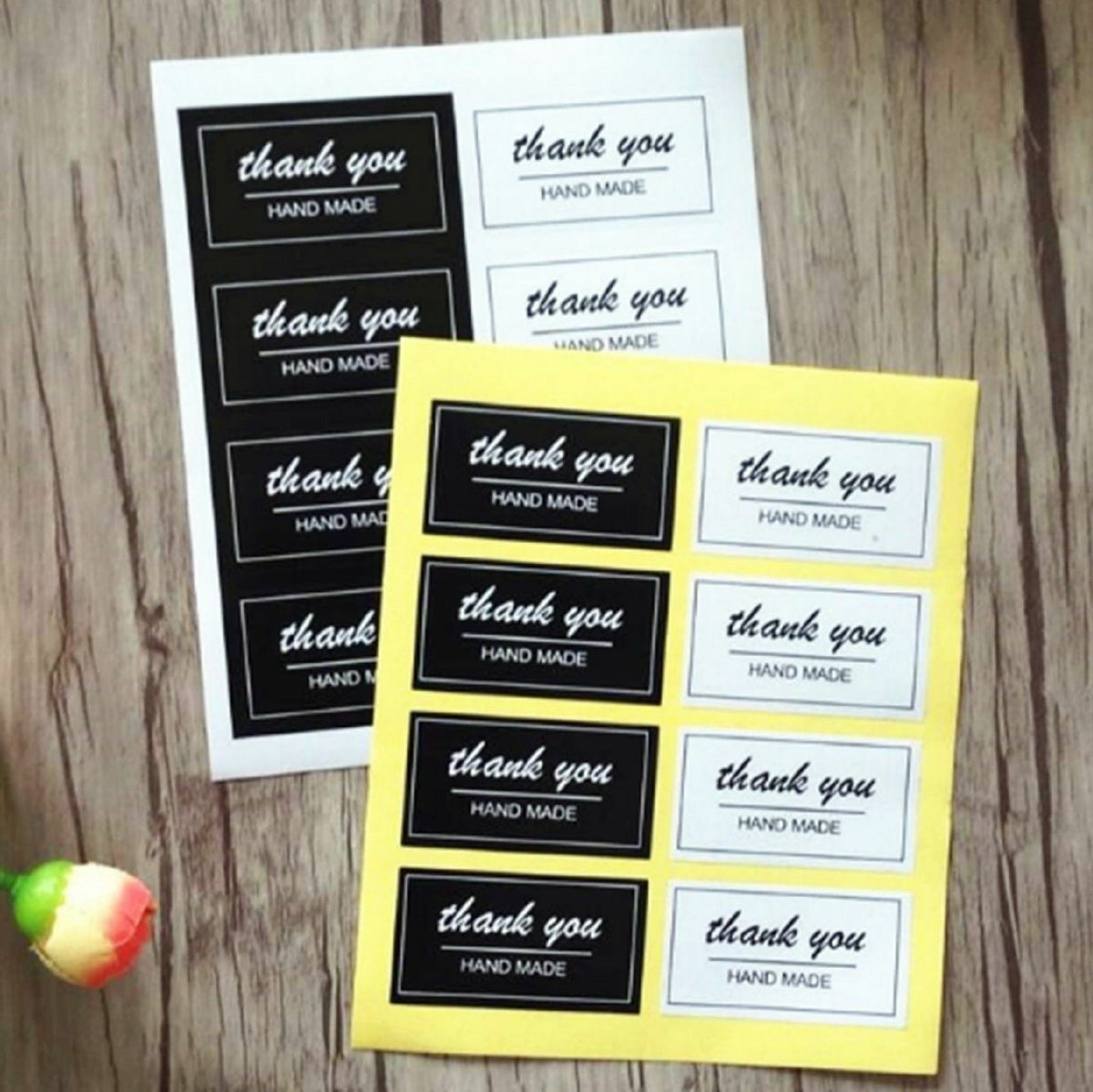 Thank You Labels 'Hand made' Gift Food Wedding Kraft Card Craft Sticker Label