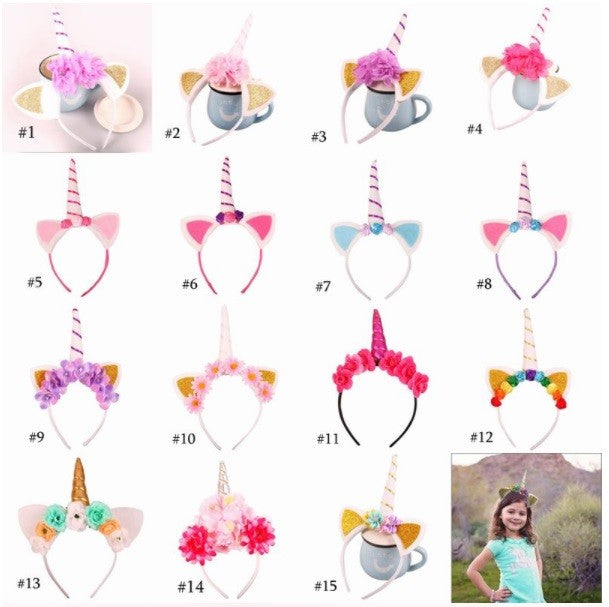 Unicorn Horn Headband Flower Glitter Metallic Party Cosplay Hair Accessory