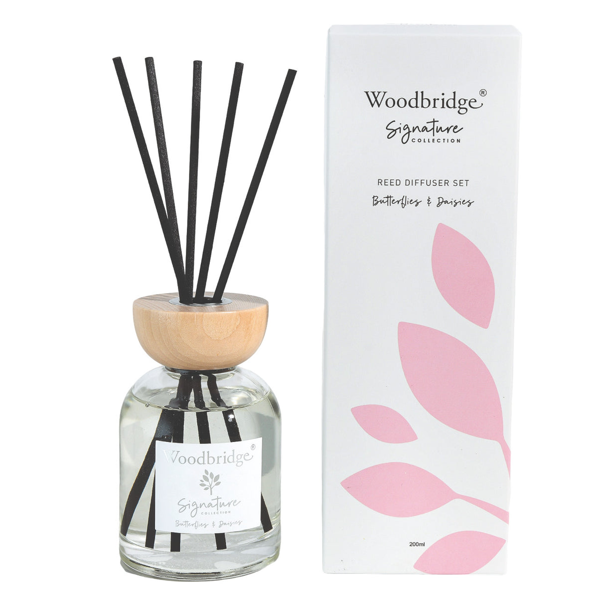 Woodbridge Premium Luxury Reed Diffuser Boxed Scented Home Gift - 200ml Butterflies & Daisies