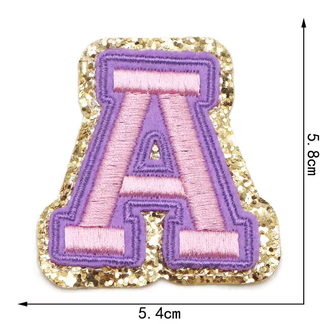 3D Gold & Coloured Patch Embroidered Letter Patches Iron on Alphabet 6cm