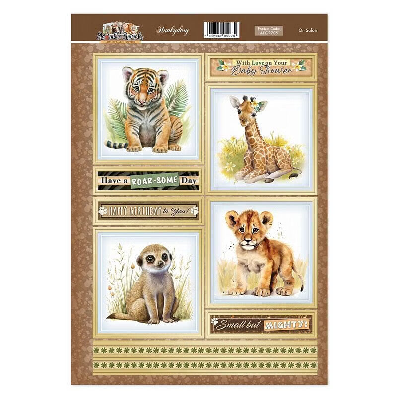 Hunkydory Greeting & Birthday Card Topper Making Kits Luxury Toppers for Cards - On Safari