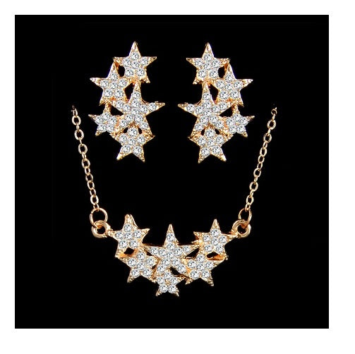 Austrian Crystal Star Celeb Bling Necklace & Earring Set