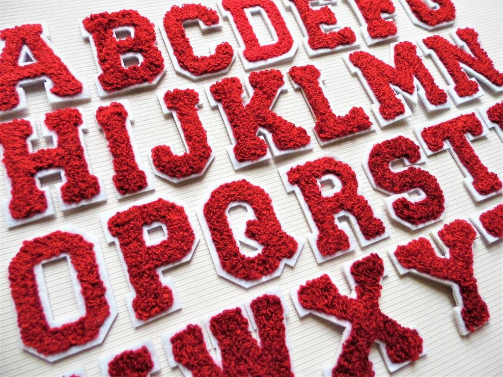 3D Red Burgundy Varsity Chenille Patch Letter Patches Iron Sew on Alphabet 5cm