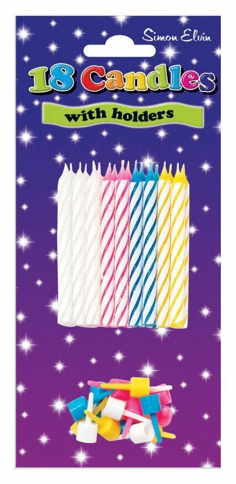 Pack of 18 Birthday Candles Blue / Multicoloured with Glitter - Multicoloured