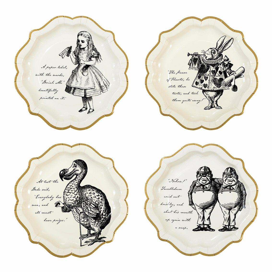 Unicorn Animals Alice Wonderland Party Plates Children's Party Table Decorations - Truly Alice Plates 12 Pack - 33cm Diameter