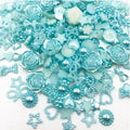 100 x Flatback Mixed Pearl Resin Embellishments Craft Scrapbook Decoupage - Green