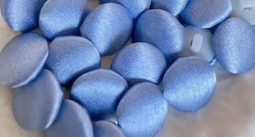Coloured Buttons Fabric Cloth Covered Button Satin Round Sewing 11mm / 1.1cm - Grey Blue