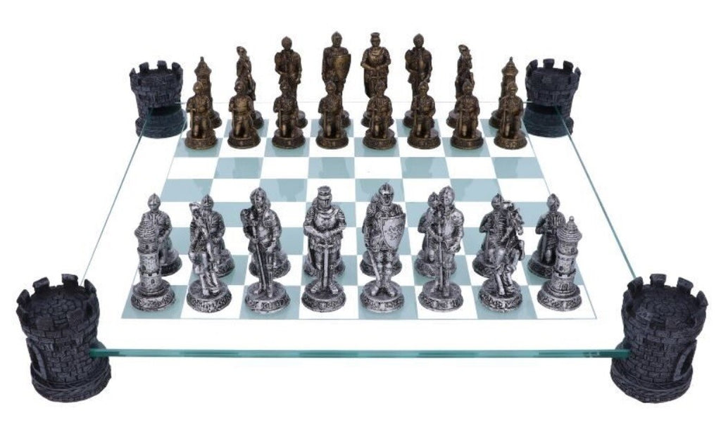 Chess Set Medieval Knight Dragon or Vampire Werewolf Nemesis Now - Medieval Knight Chess Set 43cm
