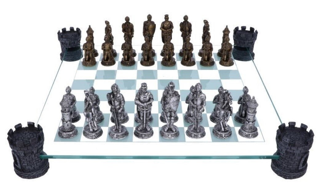 Chess Set Medieval Knight Dragon or Vampire Werewolf Nemesis Now - Medieval Knight Chess Set 43cm
