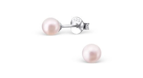 925 Sterling Silver Pearl Stud Earrings Many Colours Elegant Wedding & Gift Bag - Light Pink